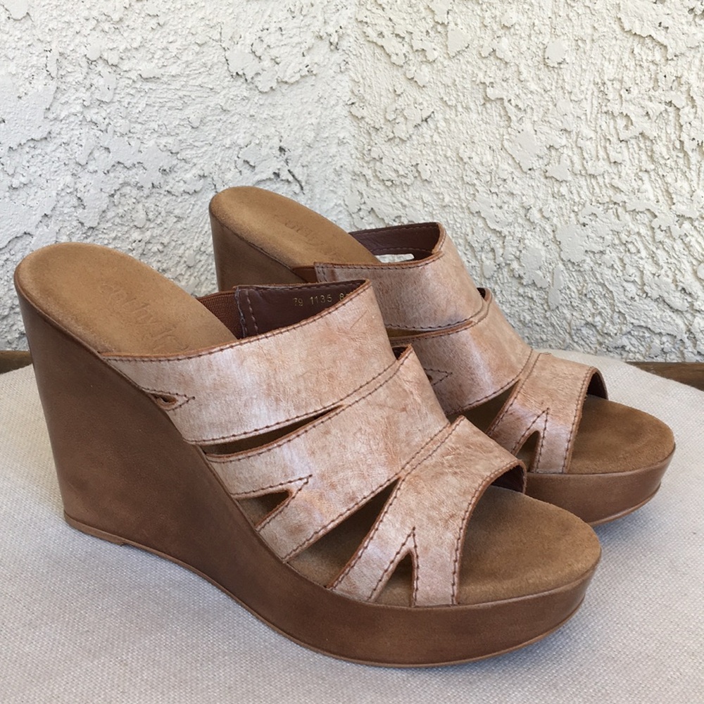 Cathy Jean Leather Wedge Platform Heels fit 9